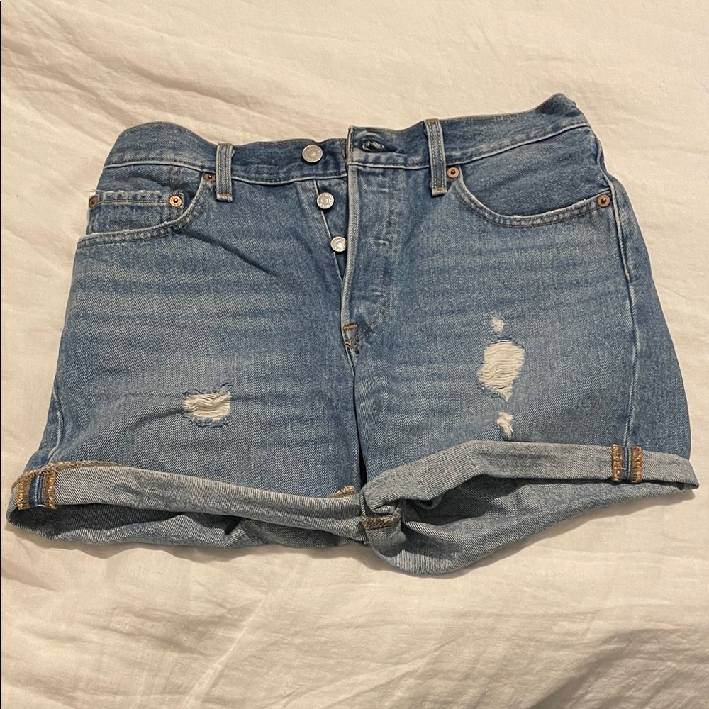 Levi's 501 Distressed Blue Jean Shorts Size 27